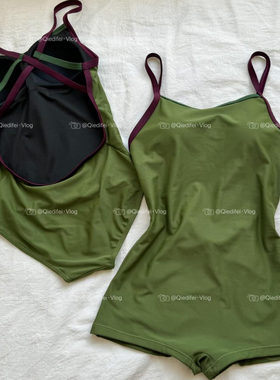 《苔藓绿》女款竞速游泳馆专用保守新款高级感修身连体平角泳衣女