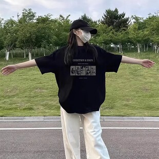 品牌外贸专柜撤回清仓捡漏 上衣服女 纯棉复古印花短袖 T恤独特半袖