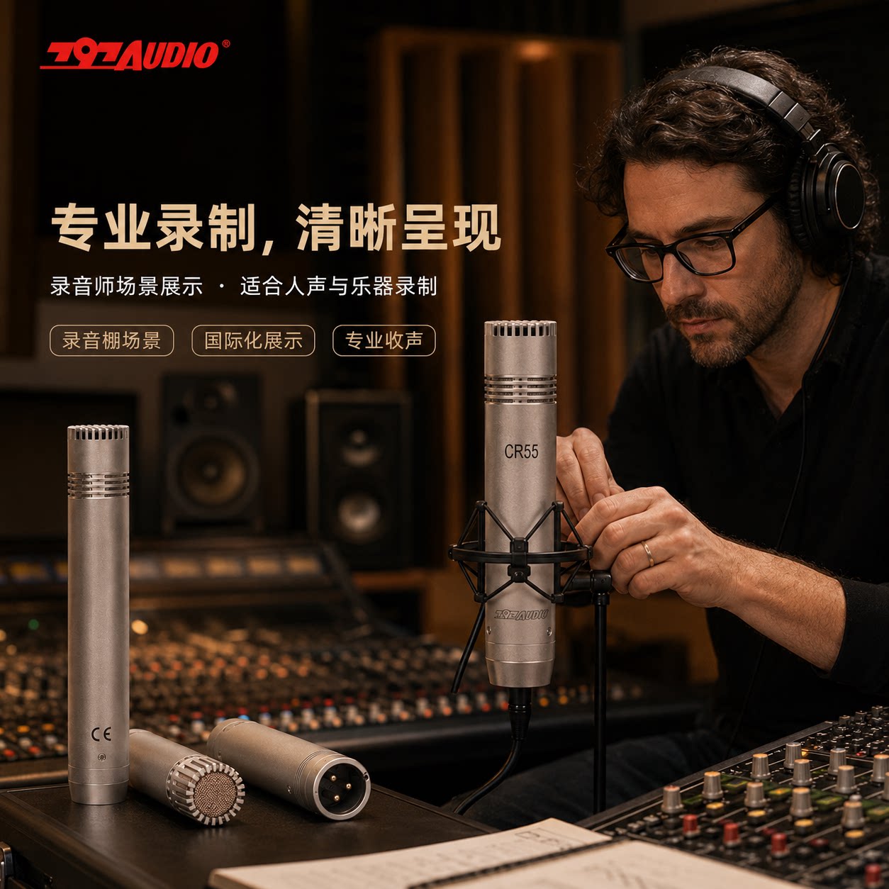 797AUDIO音响CR55小振膜录音话筒电容话筒乐器拾音XLR有线连接