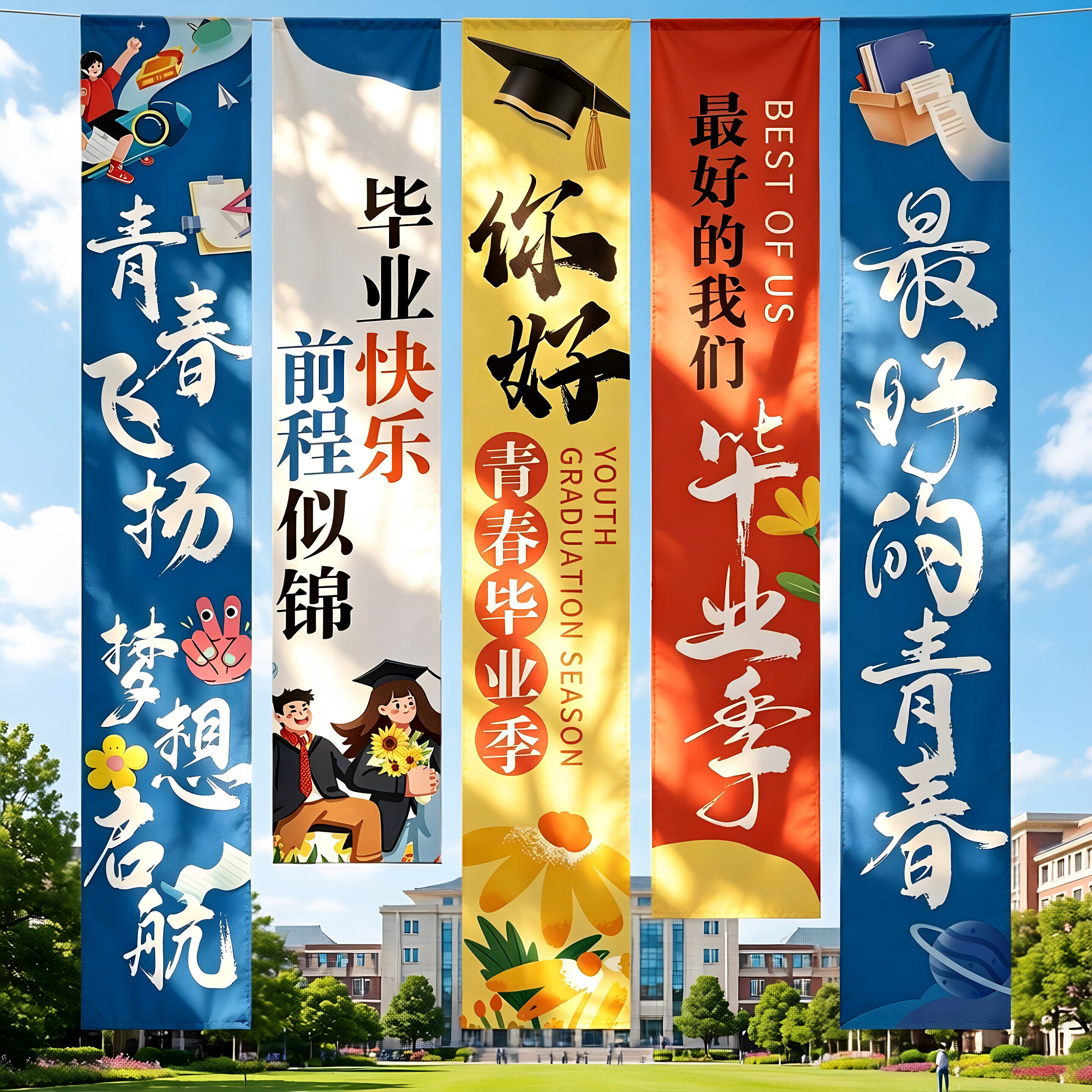 毕业季典礼场景布置装饰挂布幼儿园教室班级活动布置拍照道具条幅