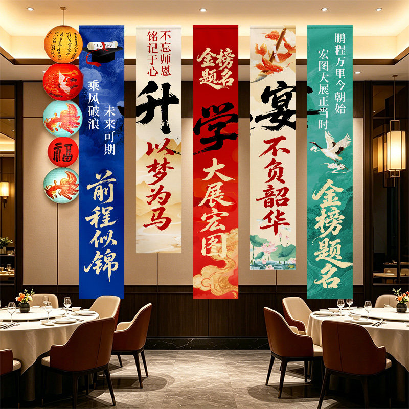 升学宴布置装饰中高考大学金榜题名酒店房间氛围感挂布条幅背景布