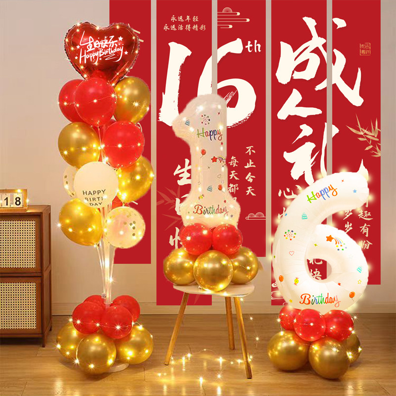 16岁生日装饰场景布置男孩女孩16周岁成人礼仪式感背景墙挂布条幅
