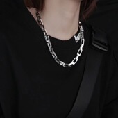 项链男潮小雏菊方形拼接轻奢小众高级感2024年新款 毛衣链女饰品