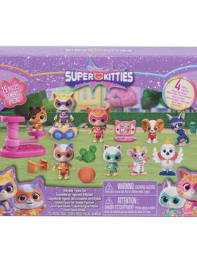 Disney SuperKitties超级小猫战队动画片猫咪英雄手办15件大套装