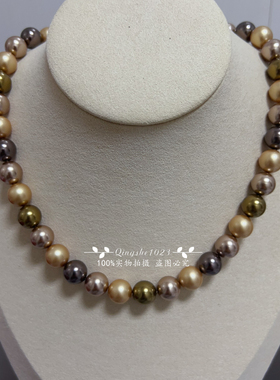 正版进口仿水晶复古金古铜混彩女珍珠项链轻奢高级感时尚S925银扣