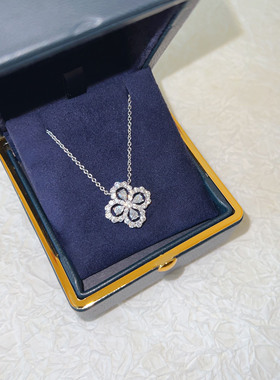 实拍通体925银花园系列高碳钻女士时尚镂空花朵项链网红明星配饰