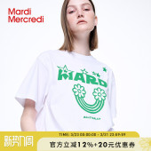 MardiMercredi字母彩虹印花短袖 t恤星星图案宽松显瘦休闲百搭女