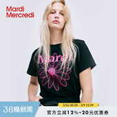 新款 MardiMercredi小雏菊印花修身 上衣女夏季 t恤正肩显瘦半袖 短袖