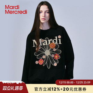 MardiMercredi小雏菊多花字母圆领卫衣纯棉宽松休闲韩系上衣女