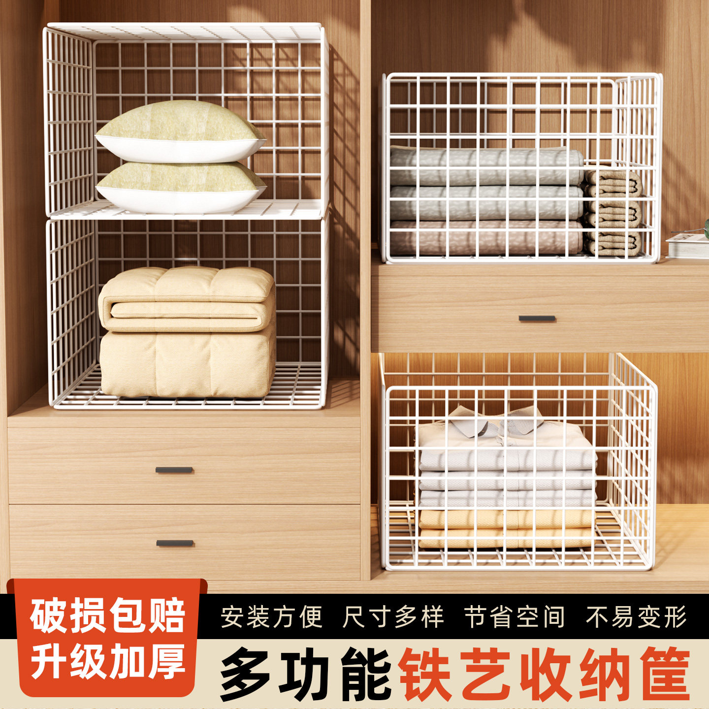 家用脏衣篓放脏衣服收纳筐网格污衣桶装衣物高颜值轻奢洗衣篮子