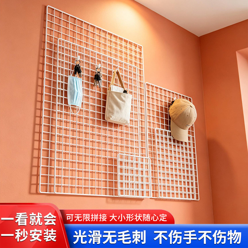 壁挂收纳筐脏衣篓脏衣服篮毛绒玩具娃娃收纳桶铁网格墙上置物架