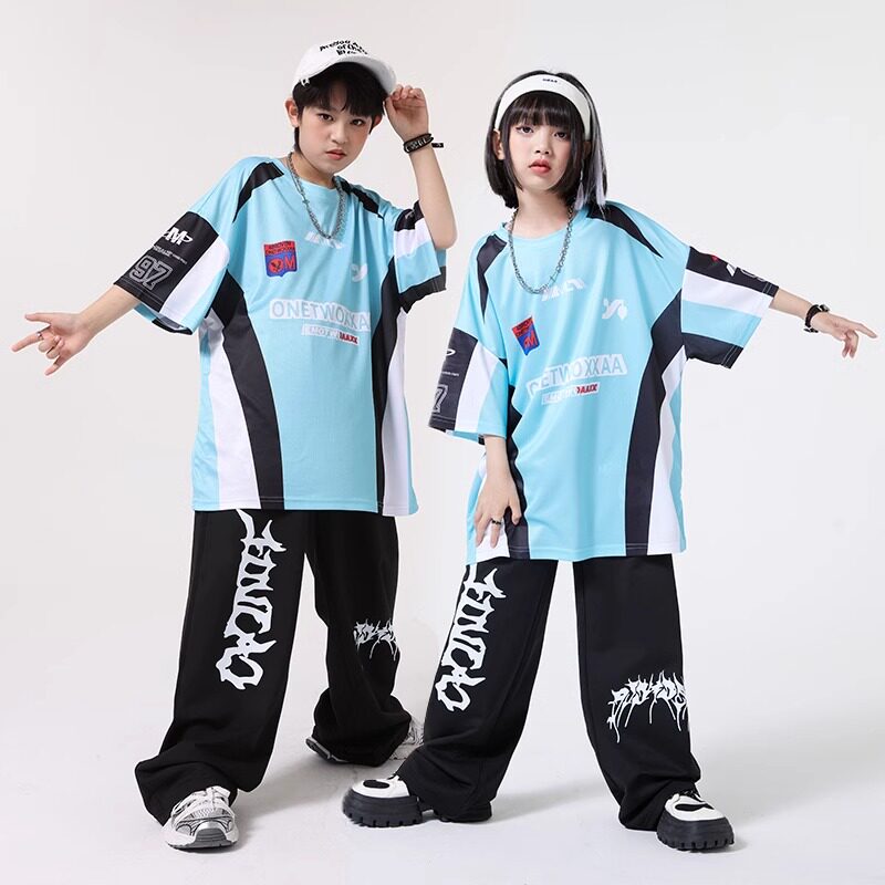 嘻哈风宽松炸街嘻哈POLO衫演出服