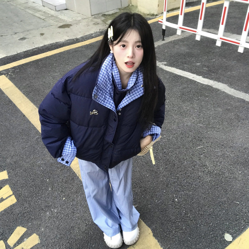 假两件棉衣女2025冬季新款韩版ins棉服短款学生宽松面包服外套潮