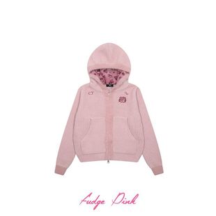 设计豹纹连帽毛衣开衫 Fudge New甜美少女个性 25冬季 Pink