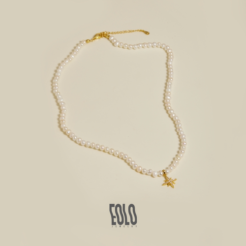 EOLO八芒珍珠项链女纯银