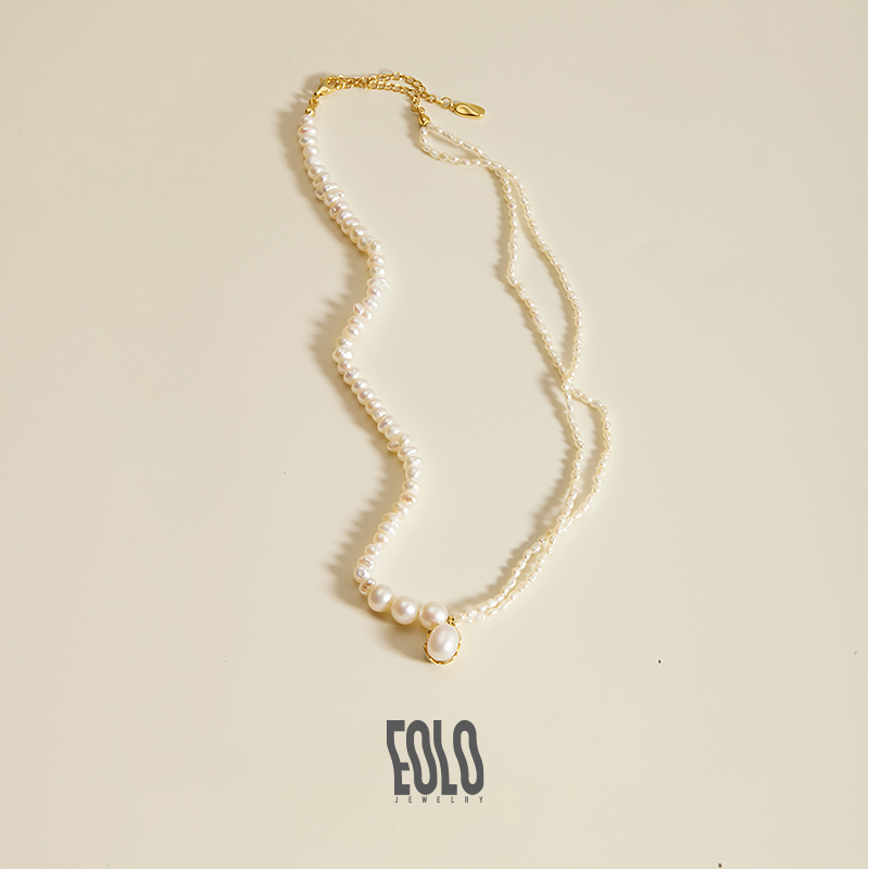 EOLO叠韵珍珠颈链女纯银