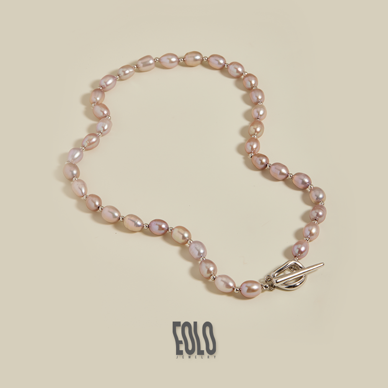 EOLO梦幻紫粉珍珠项链女