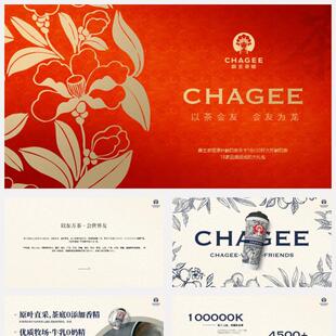 LY1225 奶茶饮品霸王茶姬红色高端中文品牌提案PPT模板