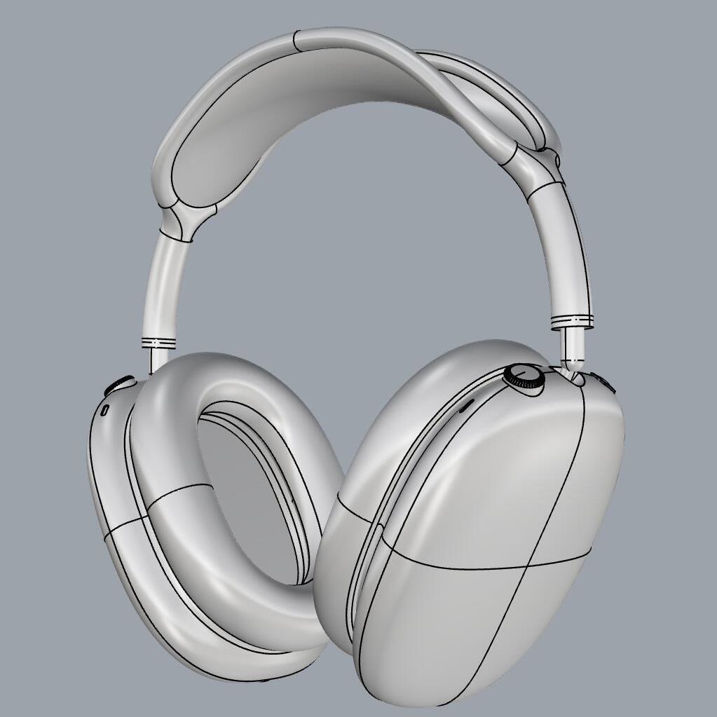 AirPods Max蓝牙耳机+KS10渲染3D犀牛模型Rhino建模C4D/3dmax素材