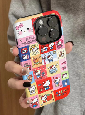 适用苹果16promax手机壳iPhone15新款可爱iP14/13女12简约xsmax菲林二合一8高级防摔11套7小众plus汉堡kt猫xr
