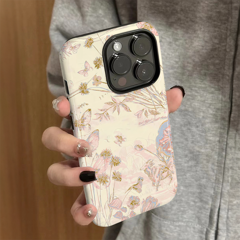 适用苹果16promax手机壳iPhone15新款iP14/13女个性12简约xsmax高级水晶花朵8创意防摔11套7plus菲林二合一xr