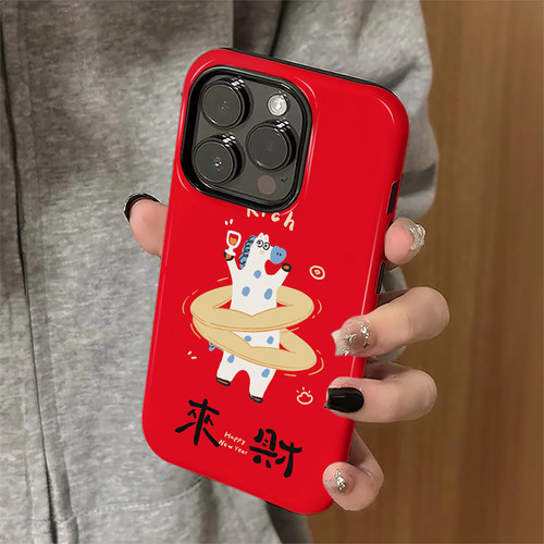 来财小马适用苹果16promax手机壳iPhone17pro红色ip15pro女13可爱14新款xsmax新年12防摔11保护套8/7plus菲林