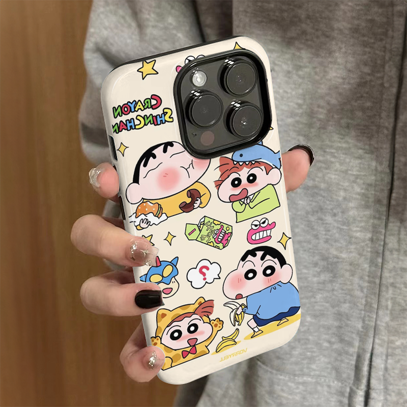 适用iPhone16pro手机壳新款苹果15promax简约iP14/13女16e卡通12日韩7蜡笔小新11防摔xsmax保护套8plus菲林xr
