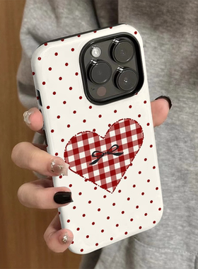 适用苹果15promax手机壳iPhone16新款iP13/12女14简约xsmax波点爱心8硅胶防摔11保护套7菲林二合一plus个性xr