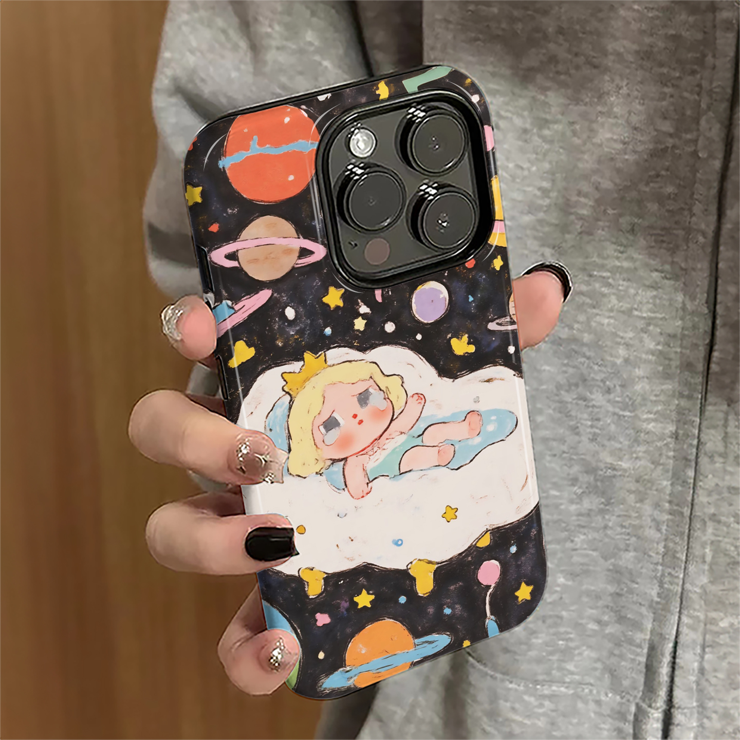 适用苹果16pro手机壳苹果15promax新款iPhone13简约iP14pro女12卡通7plus防摔8套11星球哭娃xsmax菲林16e硬xr