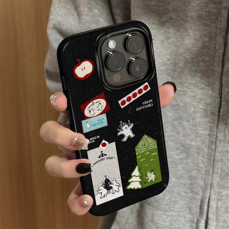 适用苹果15promax手机壳iPhone16新款女iP14/13简约12创意xsmax个性标签8高级防摔11套7小众plus菲林二合一xr