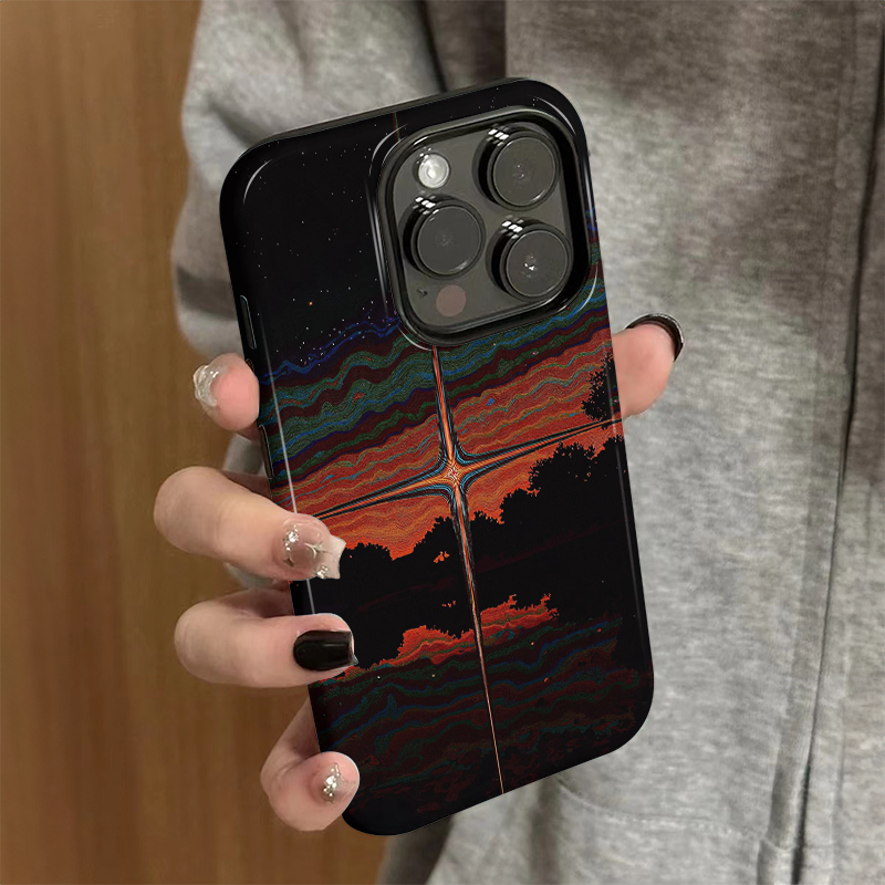 适用苹果15promax手机壳iPhone16新款iP14女高级12/13个性xsmax波浪星空8硅胶防摔11套7创意plus菲林二合一xr