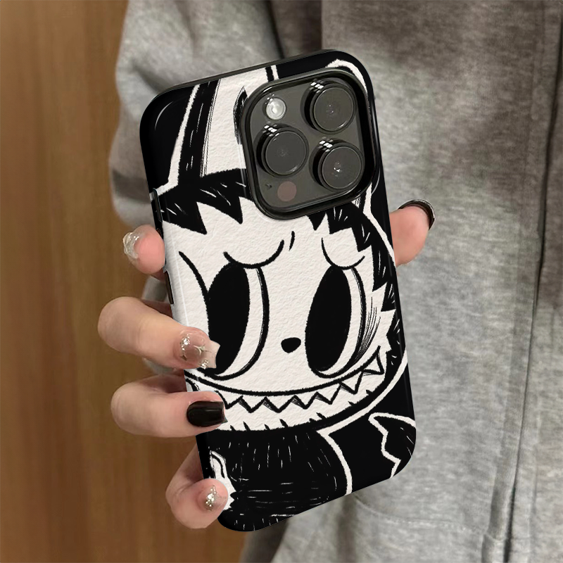 适用苹果15promax手机壳新款iPhone16女小众pro硅胶xr防摔保护套iP13/14可爱iP7/8高级plus黑白拉布布xsmax外