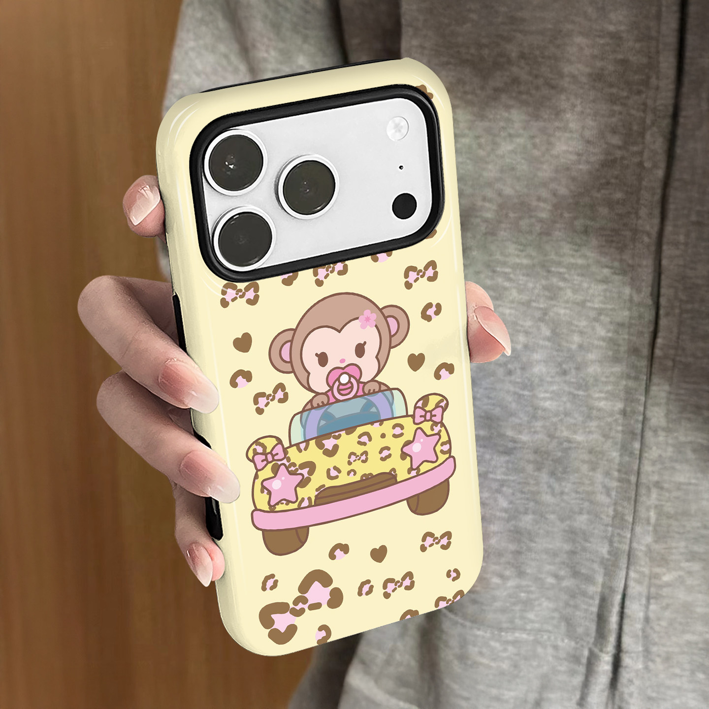 豹纹猴子适用苹果17pro手机壳iPhone16promax个性15卡通14女13创意小米vivo新款12华为防摔保护套8plus菲林x