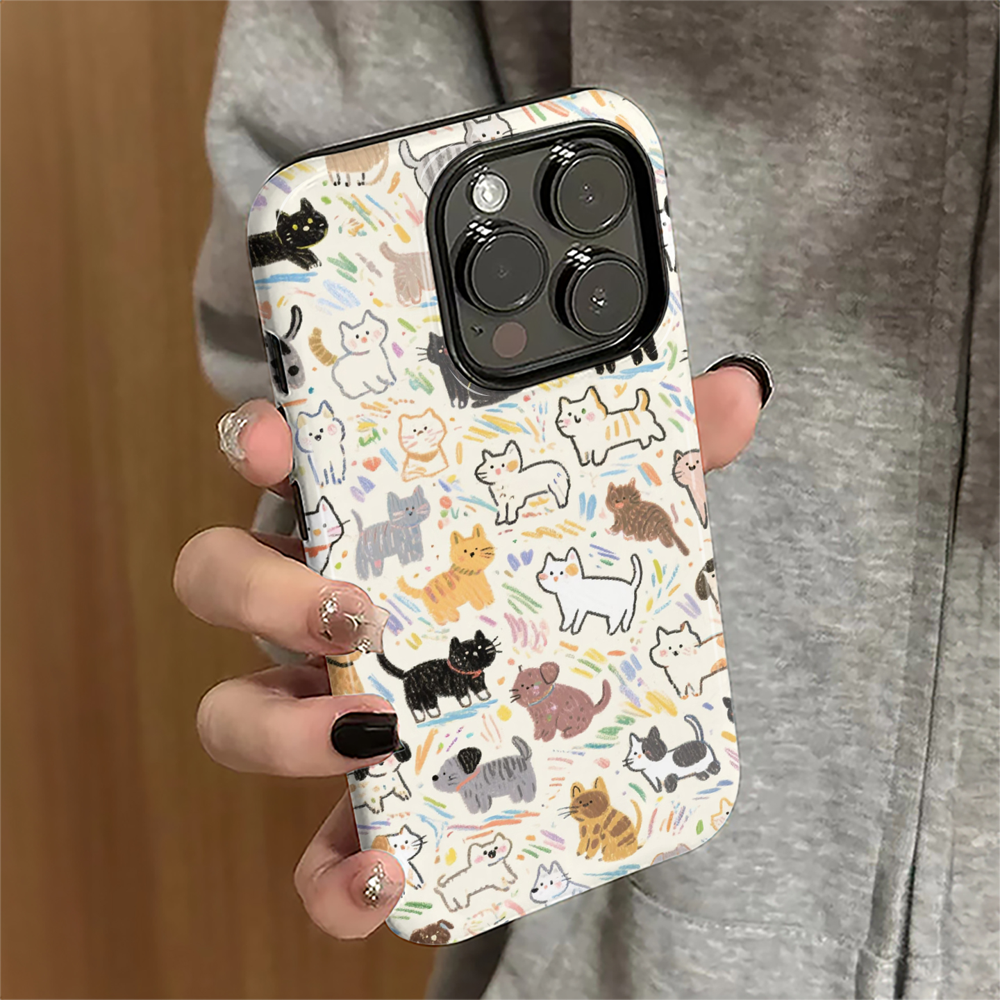 适用苹果16pro手机壳女iPhone15promax新款苹果13简约iP14个性12卡通7/8plus防摔11满屏猫咪xsmax套xr菲林16e