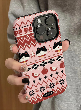 冬日猫咪适用苹果16pro手机壳iPhone17promax简约iP15pro日韩14女13个性xsmax新款12防摔11保护套8/7plus菲林