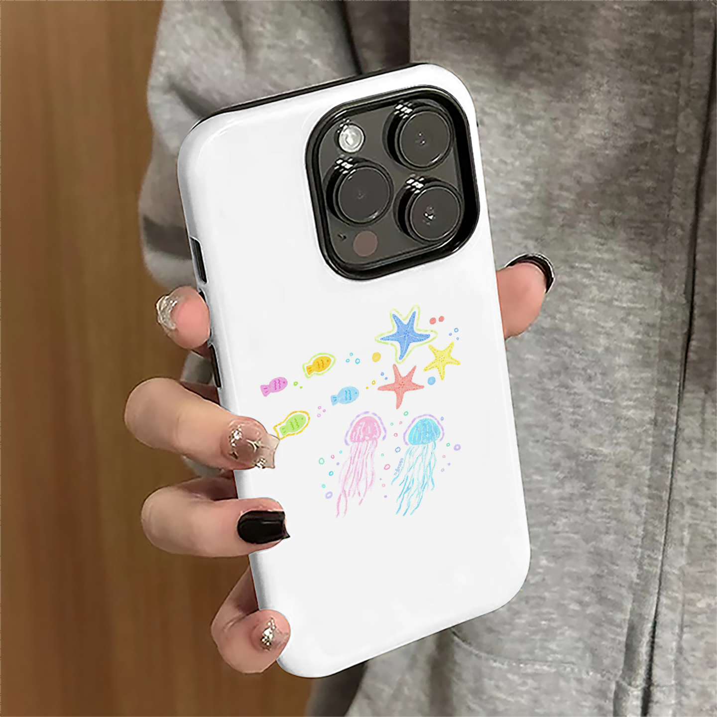 适用苹果15pro手机壳苹果16promax新款iPhone14简约iP13pro女12高级16e水母海星7潮11防摔xsmax套8plus菲林xr