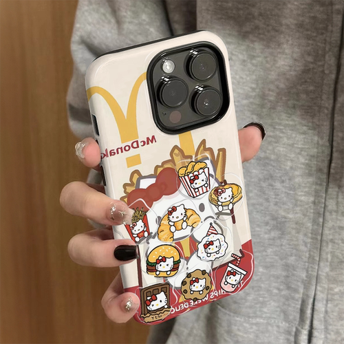适用苹果15pro手机壳新款iPhone16promax简约iP14/13女16e卡通12可爱7菲林xsmax防摔11保护套8plus汉堡kt猫xr