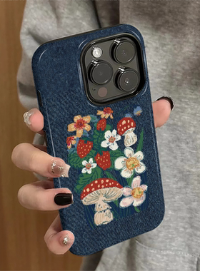 适用苹果16pro手机壳苹果15promax新款iPhone13简约iP14pro女12高级16e牛仔鲜花7潮11防摔xsmax套8plus菲林xr