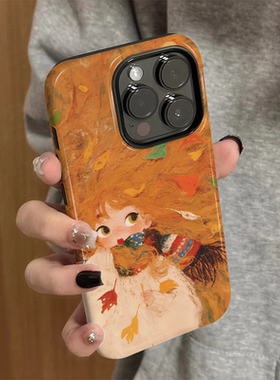 适用苹果16pro手机壳女iPhone15promax新款14可爱iP13硅胶xsmax防摔7/8保护套iP11/12小众plus油画女孩xr外壳