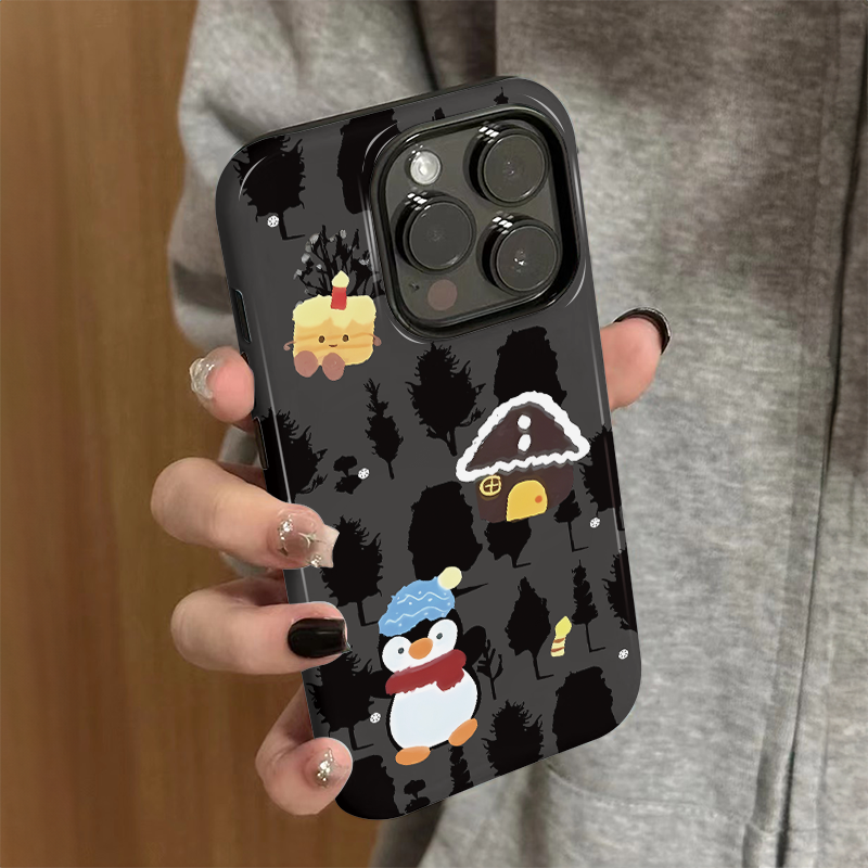 适用苹果15promax手机壳iPhone16新款iP14女12/13简约xsmax菲林二合一8个性防摔11保护套7高级plus蛋糕企鹅xr