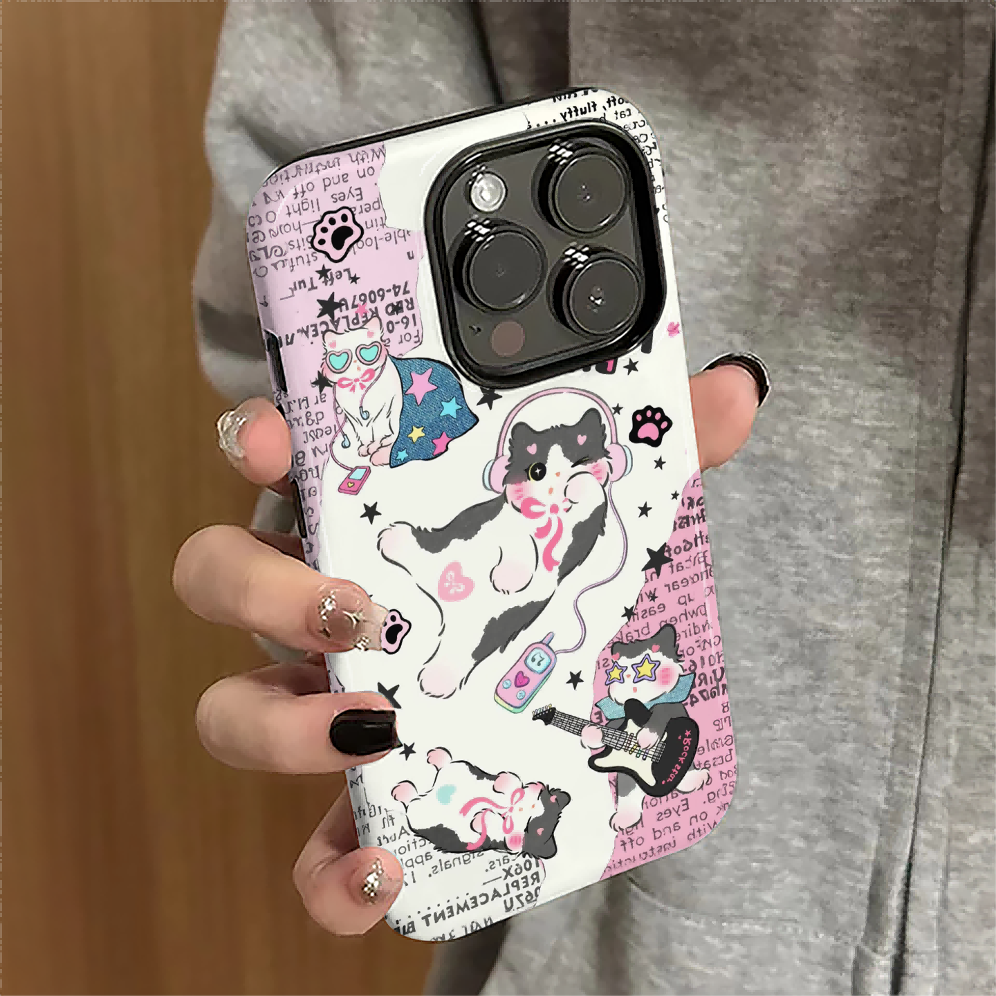 适用苹果16pro手机壳苹果15promax新款iPhone13pro简约iP14女12卡通16e防摔7耳机kt猫11硬xsmax套8plus菲林xr