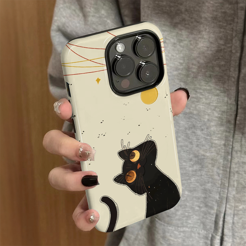 适用苹果16promax手机壳iPhone15新款iP14女个性12/13简约xsmax月亮小猫8卡通防摔11保护套7plus菲林二合一xr