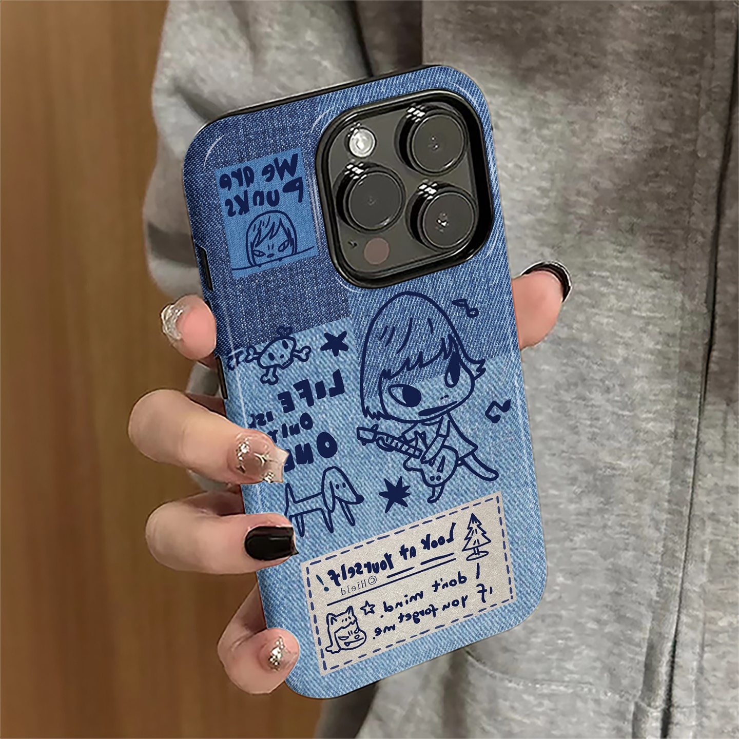 适用iPhone16pro手机壳苹果15promax新款苹果13女iP14pro简约12卡通11防摔8套7plus奈良美智xsmax硬xr菲林16e