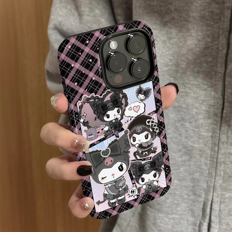 适用苹果15promax手机壳iPhone16新款iP14女16e简约12/13菲林二合一xsmax卡通8防摔11保护套7plus格纹库洛米x