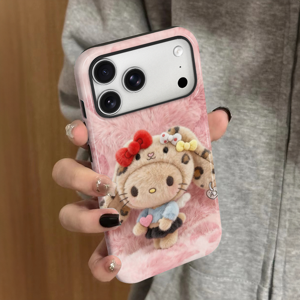 豹纹kt猫适用苹果17pro手机壳iPhone16promax卡通ip15pro女13可爱14新款xsmax日韩12防摔11保护套8/7plus菲林