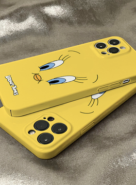 ins可爱大眼睛崔弟适用iphone15promax苹果14简约黄色新款13全包mini防摔xr菲林12小众高级感8plus11手机壳女