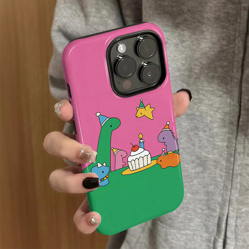 适用苹果15promax手机壳新款iPhone16女卡通pro硅胶xr防摔保护套iP13/14可爱iP7/8小众plus恐龙蛋糕xsmax外壳