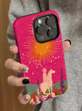 适用iPhone16promax手机壳苹果15新款iP14女12/13简约xsmax星星太阳8高级防摔11保护套7创意plus菲林二合一xr