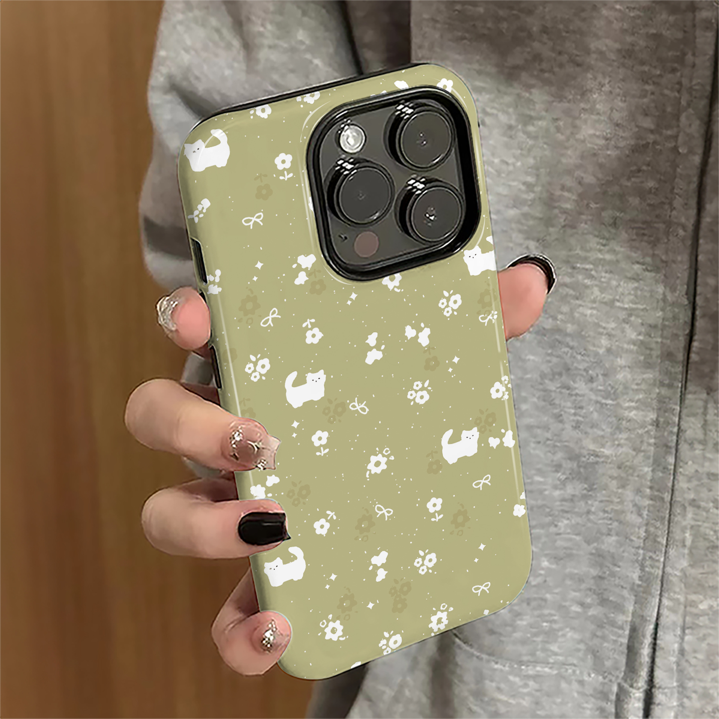 碎花猫咪适用iPhone17promax手机壳苹果16pro简约iP15pro女14日韩13新款12卡通xsmax防摔11保护套8/7plus菲林