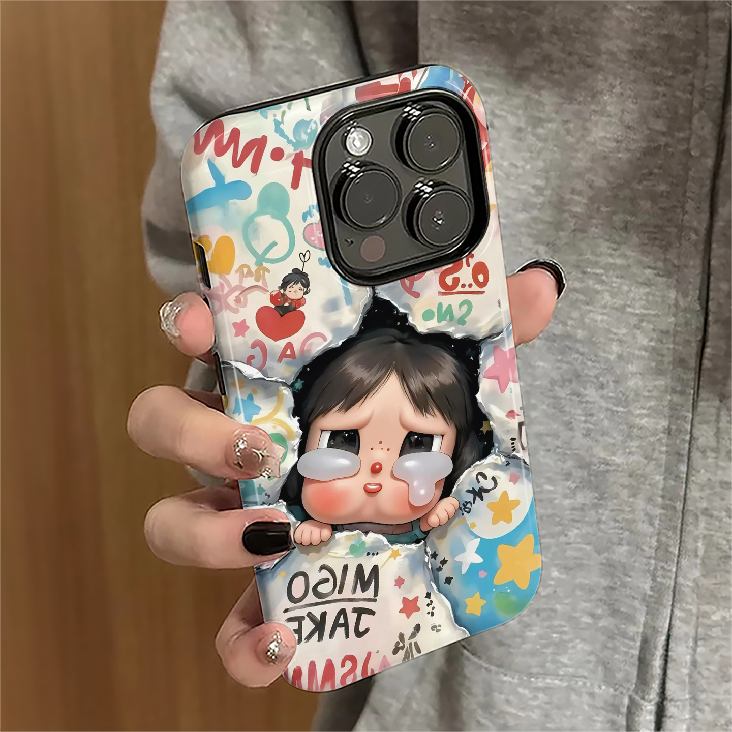 适用苹果16promax手机壳iPhone17pro新款13苹果15可爱iP14女12卡通哭娃11防摔xr套xsmax简约8plus潮7菲林16e